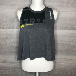 Grey Reebok Loose Crop Work Out Top Size Large